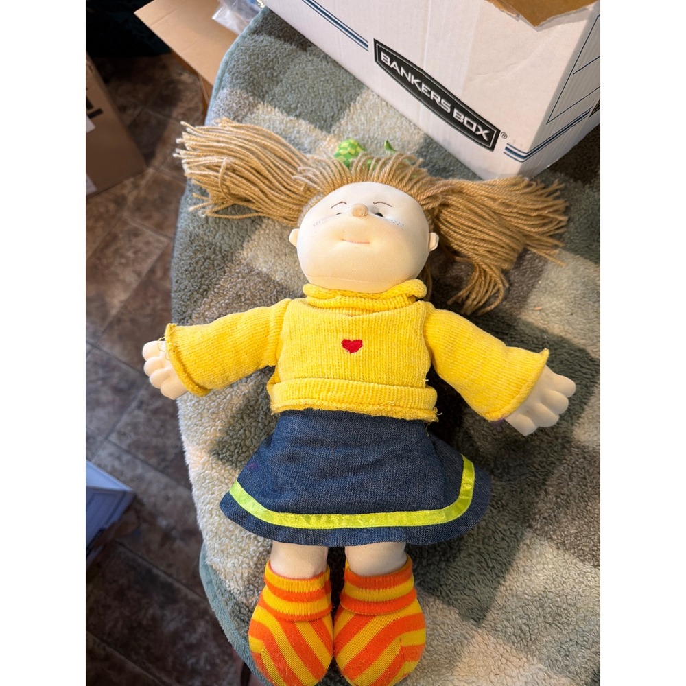 Sweetie Pie Kids Alanna 16 Inch Soft Rag Doll Yellow Heart Sweater Denim Skirt